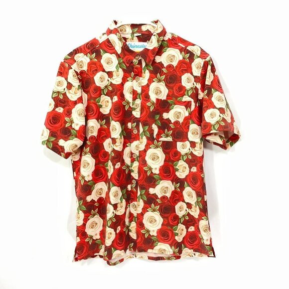 Shinesty‎ Men's Large Hawaiian Party Shirt w/ Can Holder  Floral  Mahalo Nerds - Picture 1 of 7